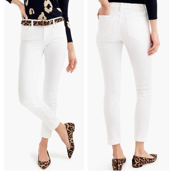 J Crew 8” Toothpick Skinny Classic Mid-Rise Cotton Blend Jeans Women 29T White - Picture 3 of 6